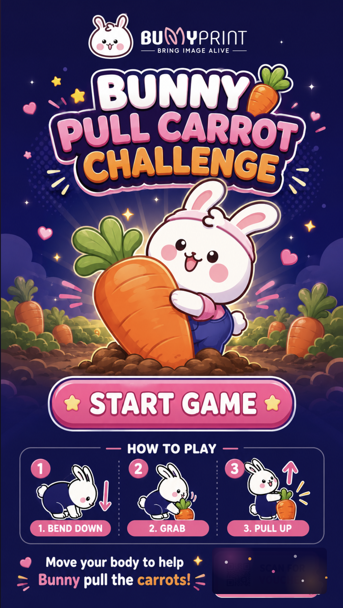 Bunny Print Pull Carrot Challenge